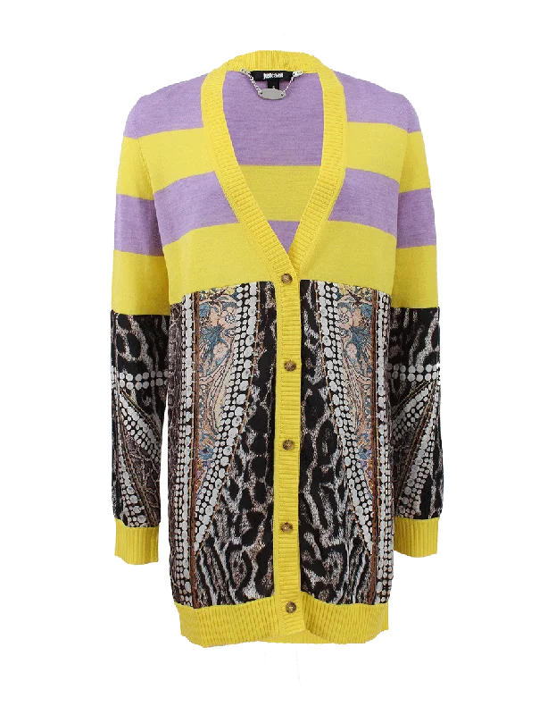 Striped Leopard Cardigan Sophisticated Women's Tailored
