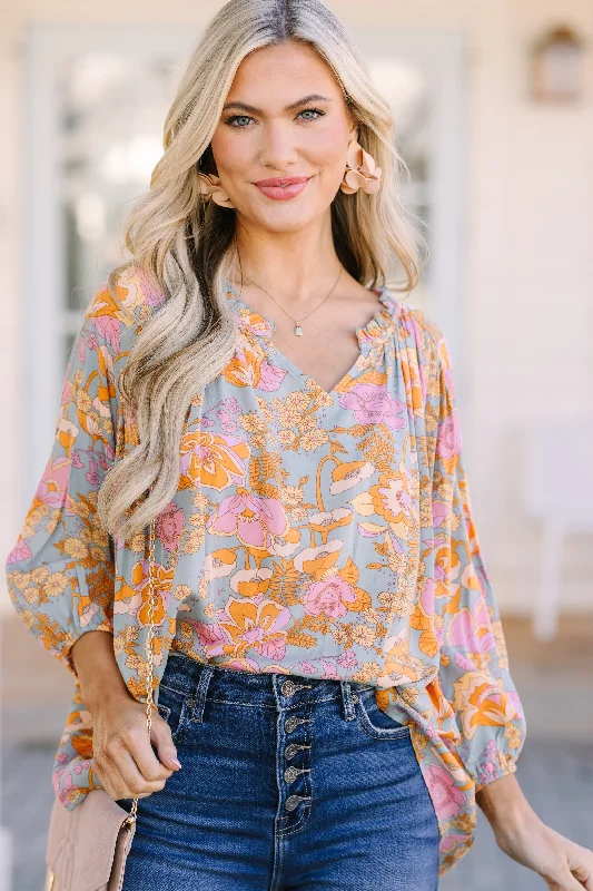 All For You Sage Green Floral Blouse Confident Women's Power