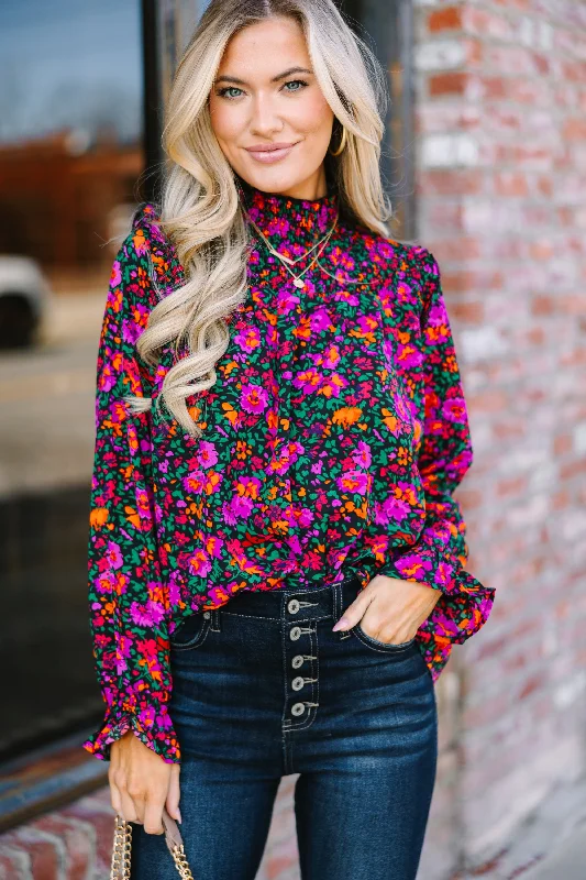 Make It Yours Black Ditsy Floral Blouse Refined Women's Velvet