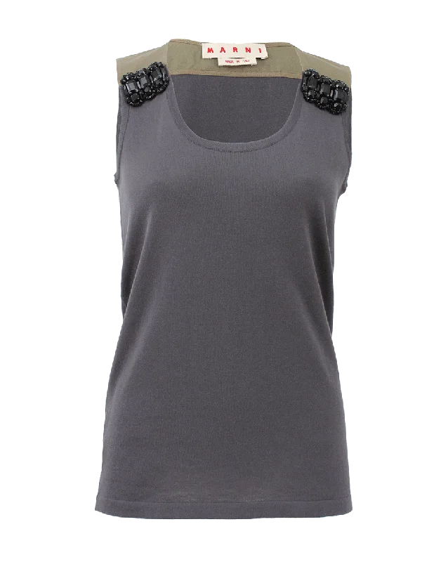 Jeweled Tank Top Elegant Women's Formal 