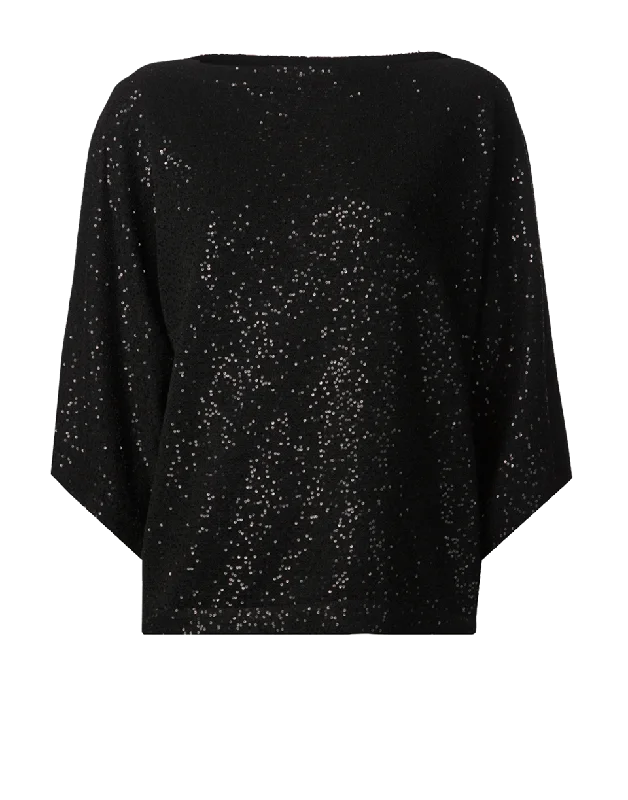 Bateau Neck Sequin Sweater Classic Women's Tweed