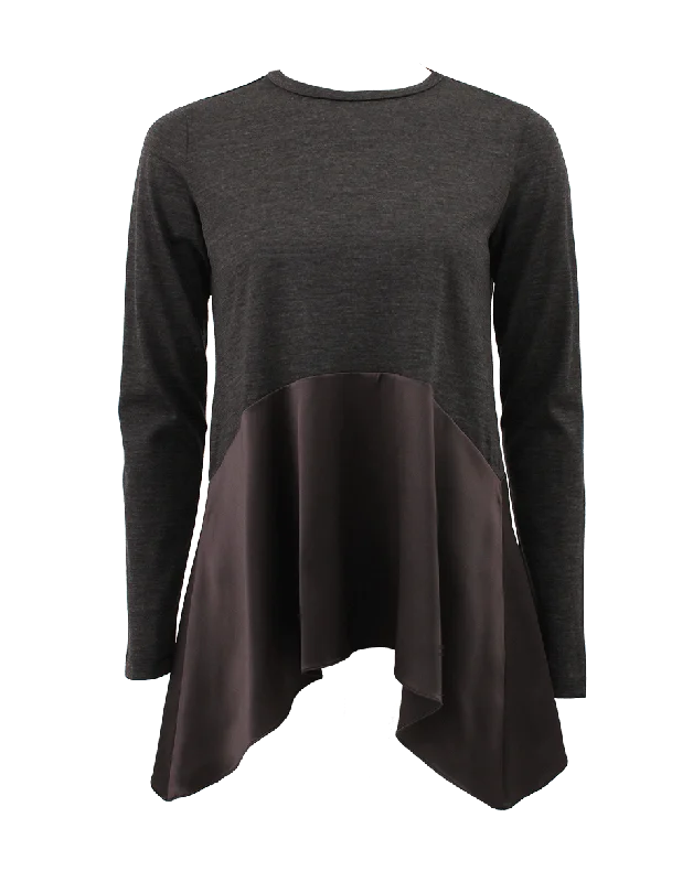Long Sleeve Tonal Satin Trapeze Top Sporty Women's Tennis