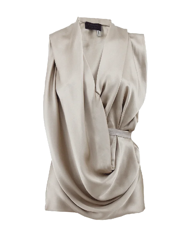 Sleeveless Belted Drape Front Top Edgy Women's Punk