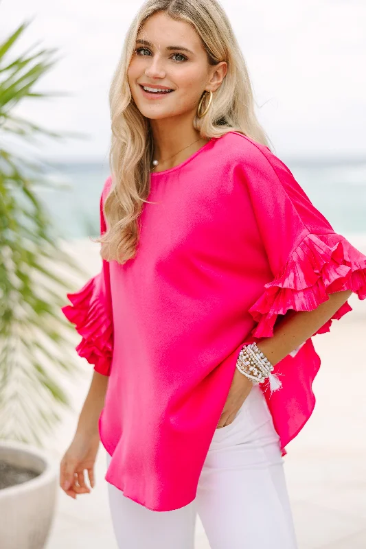 All The Frills Hot Pink Ruffled Blouse Scandinavian