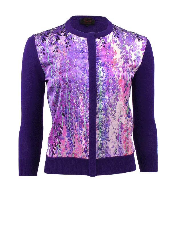 Wisteria Satin Front Cardigan Luxurious Women's High -  end