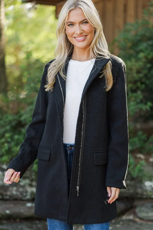 Do What You Can Black Herringbone Coat Bohemian Women's Free