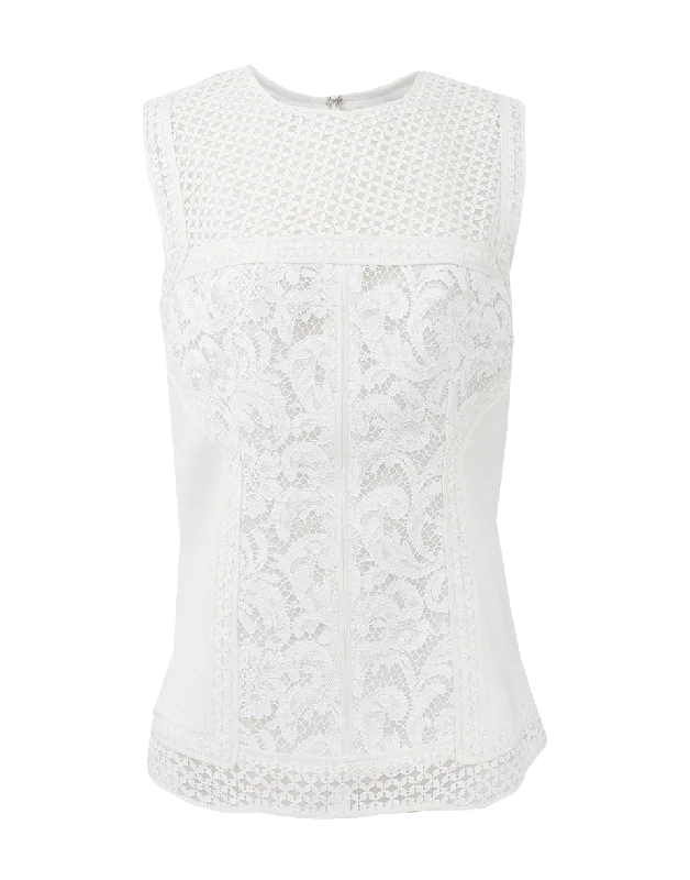 Mixed Lace Silk Top Refined Women's 