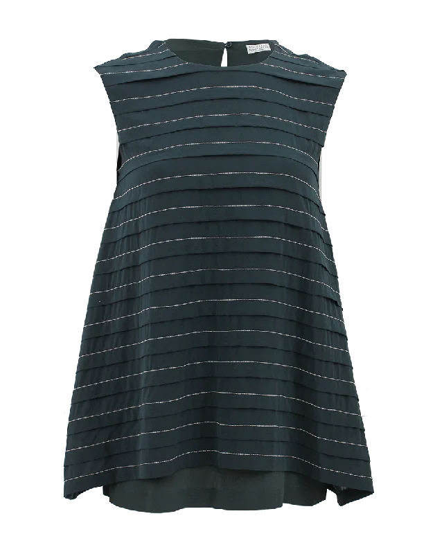 Sleeveless Monili Stripe Top Stylish Women's Neon