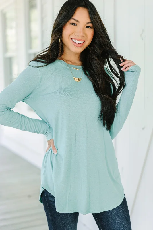 Won't Let You Down Light Sage Green Classic Top Elegant Women's Formal 