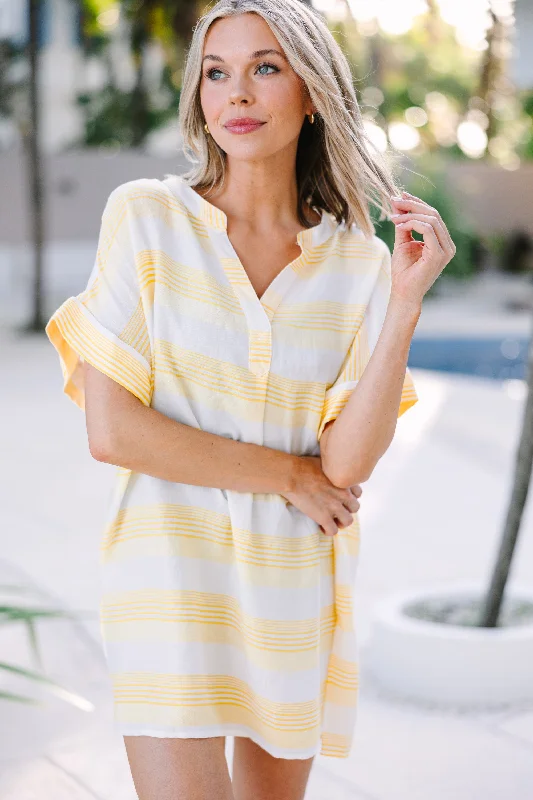 Follow The Rules Yellow Striped Cover-Up Dapper Women's Bow - adorned