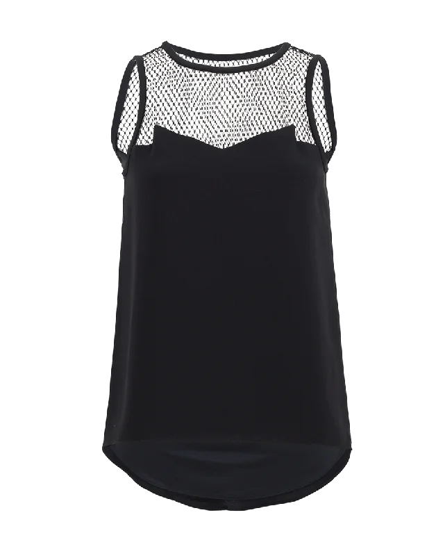 Mesh Detail Franklin Top Artistic Women's Hand - painted