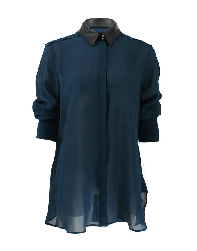 Deyton Blouse with Leather Collar Street