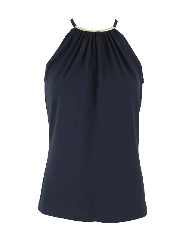 Side Zip Necklace Halter Relaxed Women's Beachy