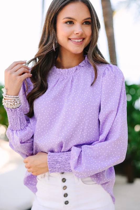 Can't Change Purple Polka Dot Blouse Polished Women's Silk