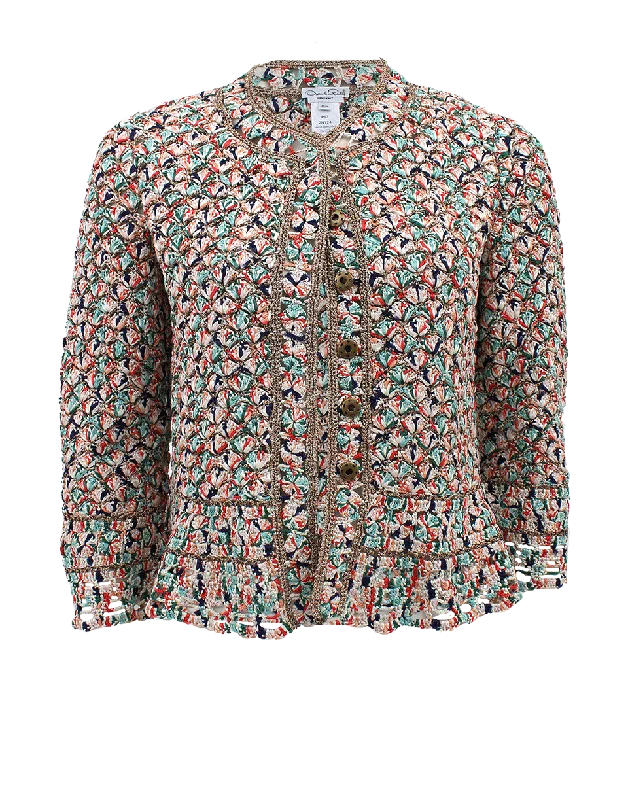 Quarter Sleeve Jewelneck Cardigan Earthy Women's Hemp - based