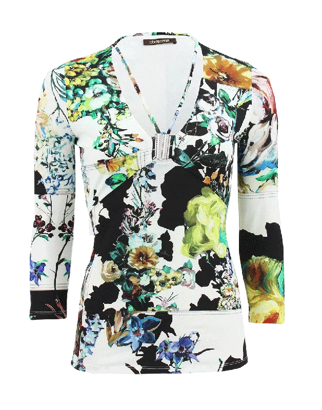 Fitted Print Cutout Top Relaxed Women's Beachy