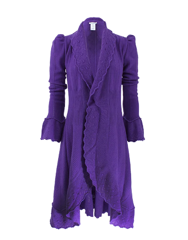 Long Sleeve Ruffle Front Drape Coat Scandinavian