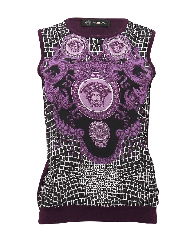 Sleeveless Print Shell Stylish Women's Tropical 