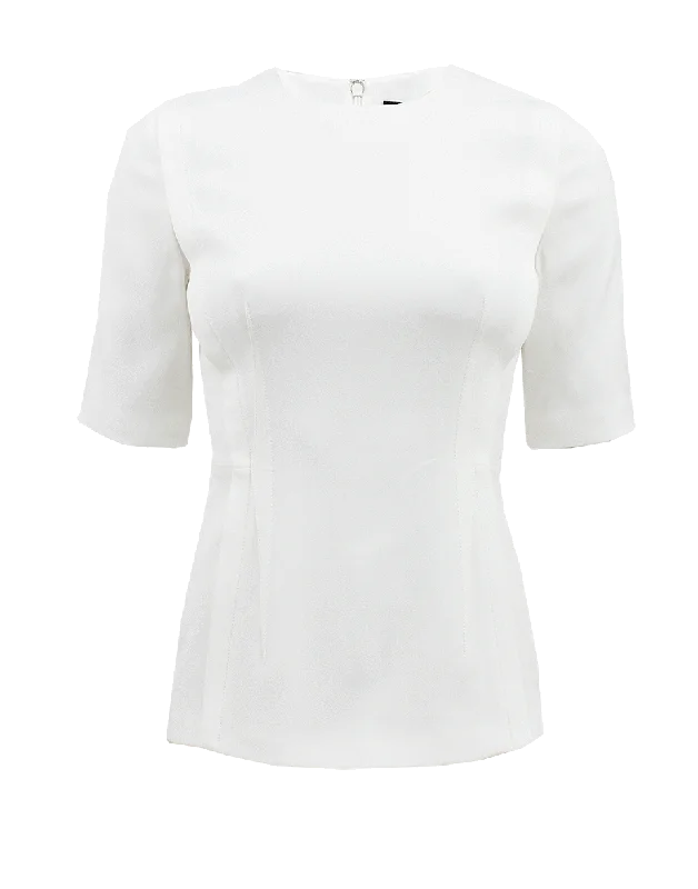 Elbow Sleeve Exposed Dart Top Practical Women's Multi - 
