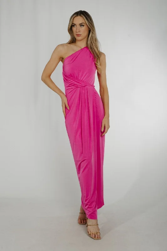 Alana Drape Front Dress In Pink Dynamic Women's Moto