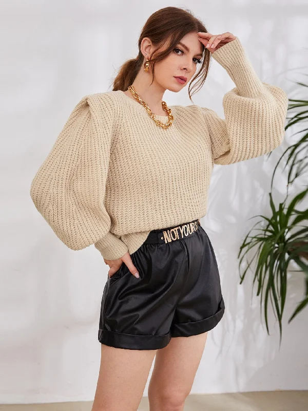 Casual Plain Long Sleeve Stand Collar Crop Women Sweater British Gentlewoman Style