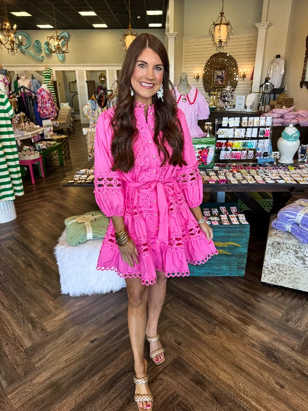 Pearl Lace Dress: Pink Sustainable Organic