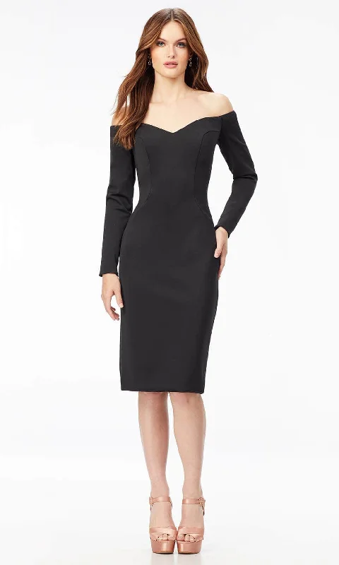 Ashley Lauren 4514 - Off- Shoulder Long Sleeve Tea-Length Dress Sporty Women's Tennis Ashley Lauren 4514 - Off- Shoulder Long Sleeve Tea-Length Dress Sporty Women's Tennis