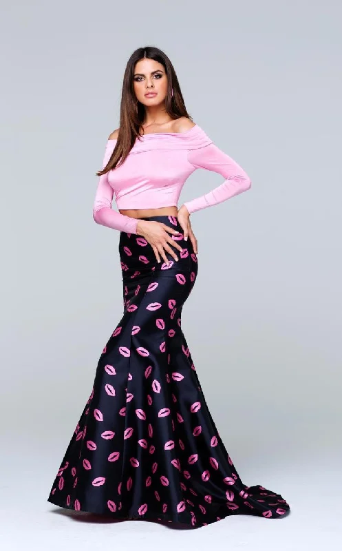 Tarik Ediz - Two-Piece Print Off-The-Shoulder Neck Dress 50112 Earthy Women's Hemp - based