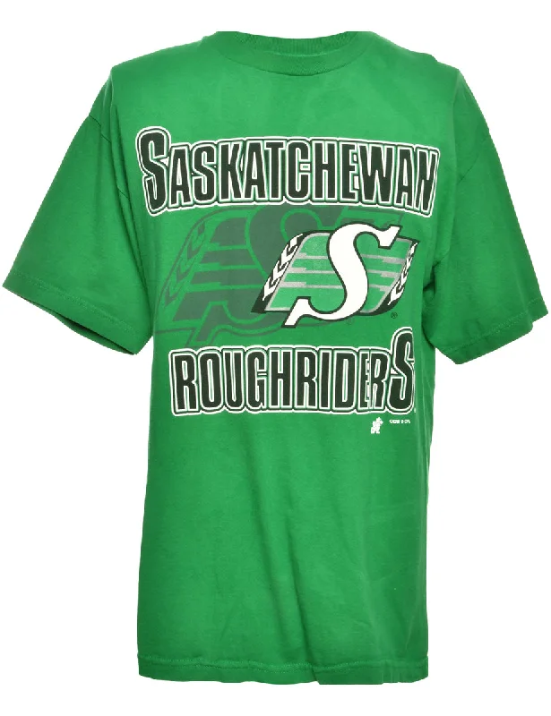 Saskatchewan Roughriders Football Green Sports T-shirt - L Bold Women's Animal Print