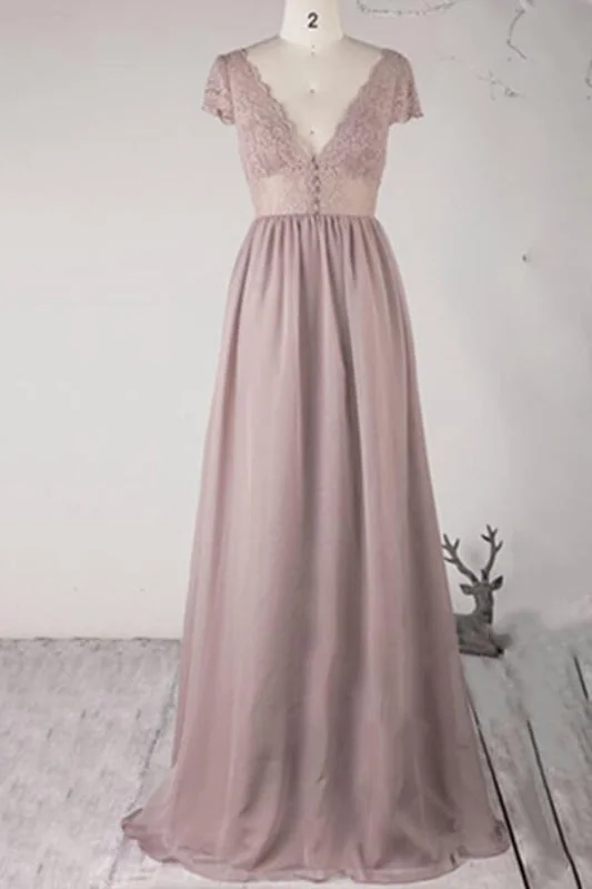 Cap Sleeve V-neck Lace Chiffon A-line Wedding Dress Sporty Women's Tennis