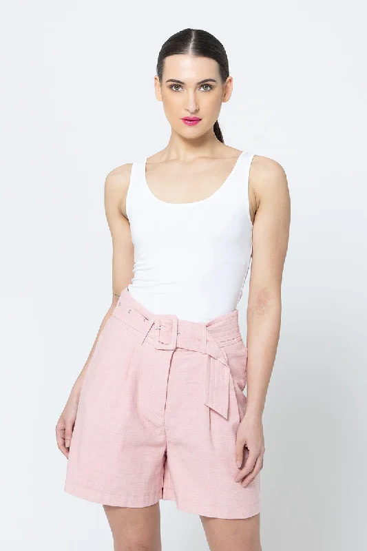 Georgie Pleated Shorts -Gelato Linen Feminine Women's Soft 