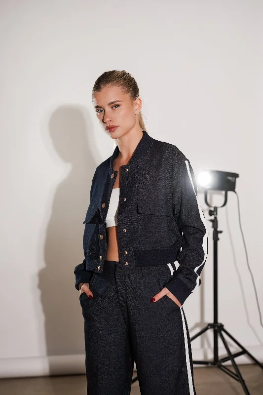 Bomber jacket donker blauw met bies - Emma Modern Women's 