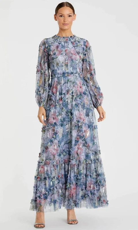 Mac Duggal 8098 - Floral Print Long Sleeve Evening Dress Practical Women's Multi - 