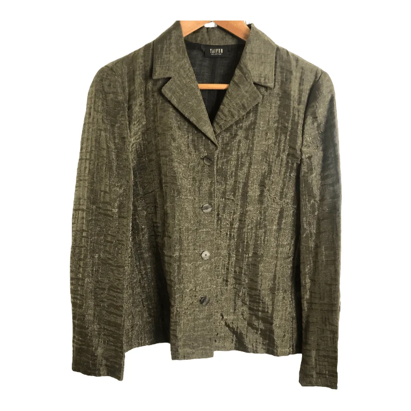 Taifun Collection Sheer Cotton Summr Jacket Olive Green UK Size 8 Dapper Women's 1920S