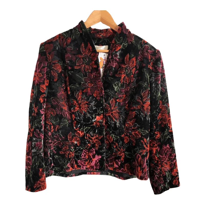 Pamela Sellers Vintage Velvet Cotton Jacket Green Red Floral Print UK Size 14 Sophisticated Women's Tailored Pamela Sellers Vintage Velvet Cotton Jacket Green Red Floral Print UK Size 14 Sophisticated Women's Tailored