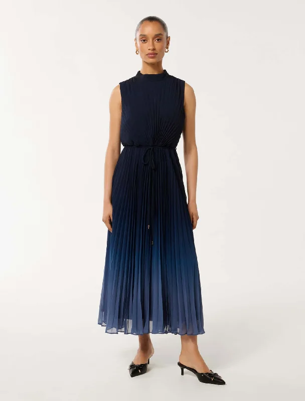 Phillipa Petite Pleated Midi Dress Streetwear Style for 