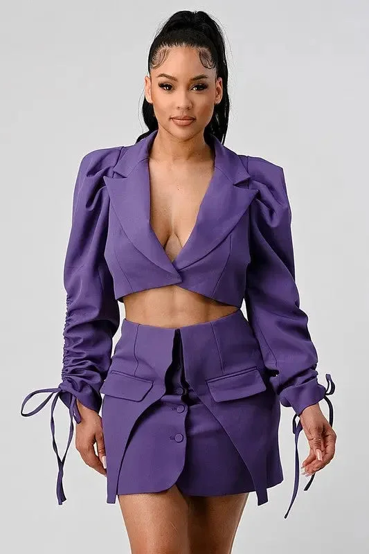 Stunning Blazer And Skirt Set Youthful Women's Pop
