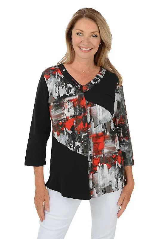 Heidi Diagonal V-Neck Knit Top Dapper Women's Bow - adorned