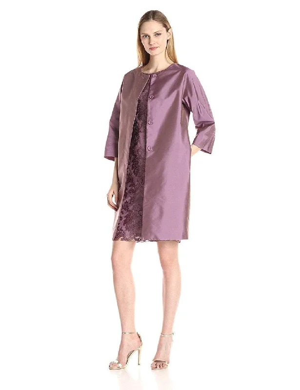 Adrianna Papell - 81920850 Embroidered Lace Sheath Dress with Topper Traditional Women's 