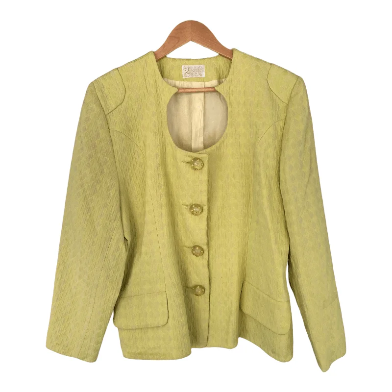 Regine Vintage Womens Jacket Round Scoop Neck Wonderful Buttons Green UK 14 16 Sleek Women's Metallic