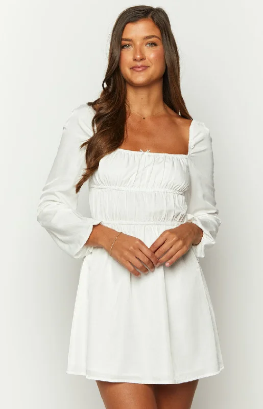 Sunnie White Long Sleeve Mini Dress Refined Women's Velvet