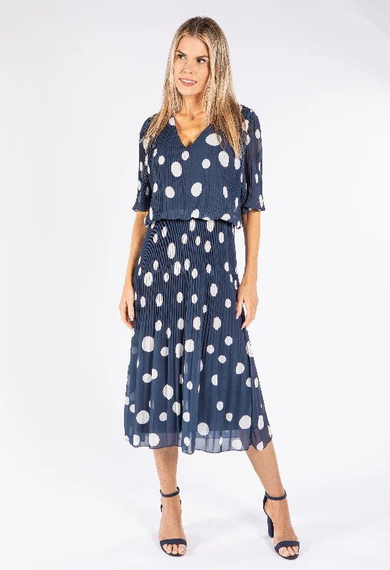 Plisse Pop Over Polka Dot Dress Unique Women's Upcycled
