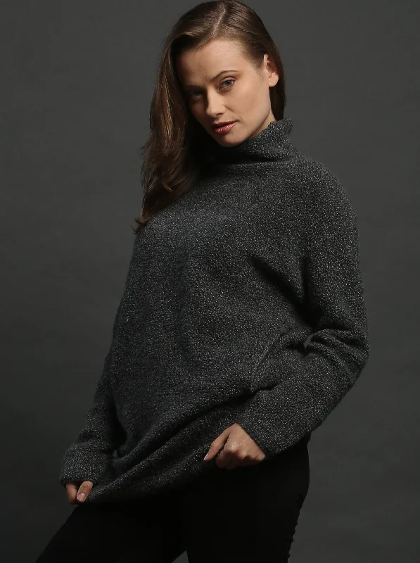 Textured Turtleneck Tunic Bohemian Women's Free