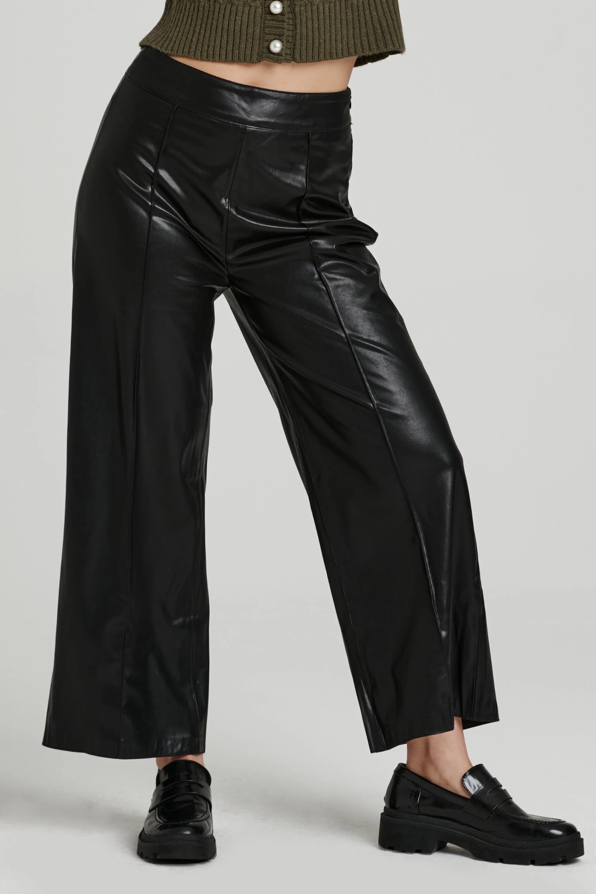 Another Love Sparkle Wide Leg Crop Pant BLACK Youthful Women's Pop
