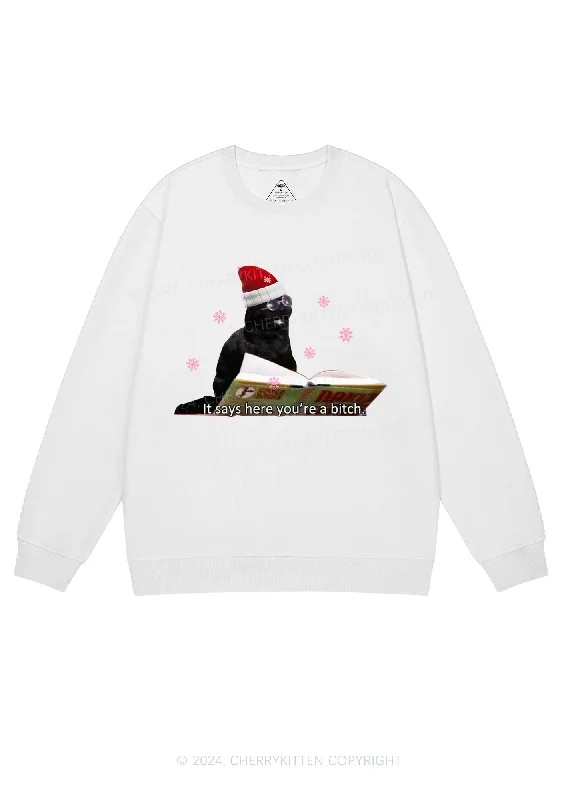 Christmas Cat Bxxch Y2K Sweatshirt Cherrykitten Refined Women's Velvet