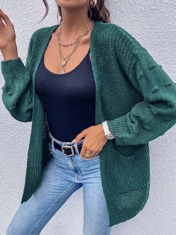 Casual Plain Pocket Long Sleeve Short Women Cardigan Classic Women's Tweed
