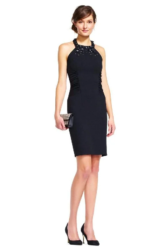Adrianna Papell - AP1D100855 Embellished Halter Sheath Dress Sleek Women's 