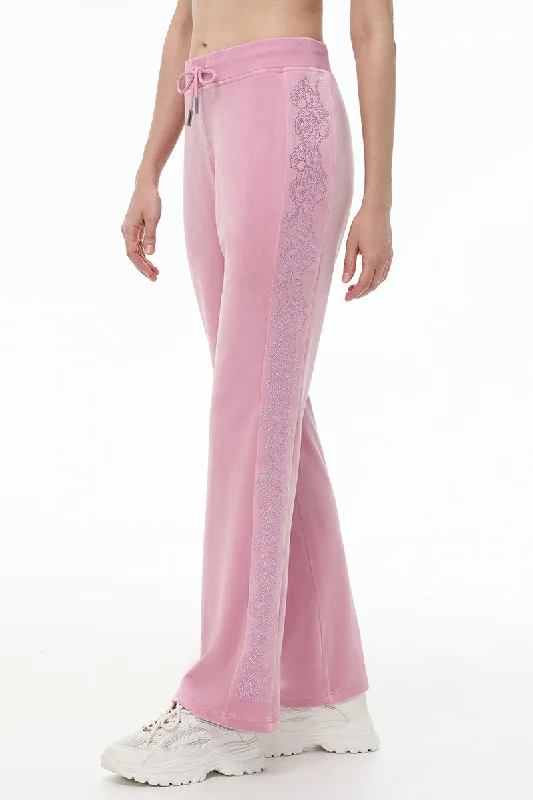 Lace Rhinestone Classic Track Pants Trendy Women's 
