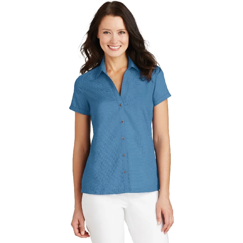 CLOSEOUT - Port Authority Ladies Textured Camp Shirt Refined Women's Velvet