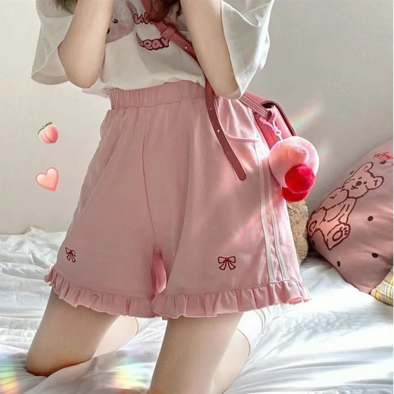 pink shorts  P1027 Artistic Women's Hand - painted